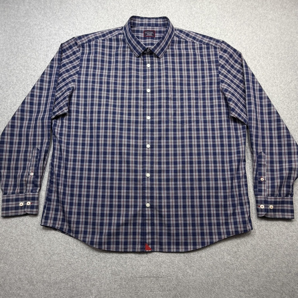 UNTUCKit Shirt Mens 3XL Blue Plaid Long Sleeve Button Front Wrinkle Free Cotton
